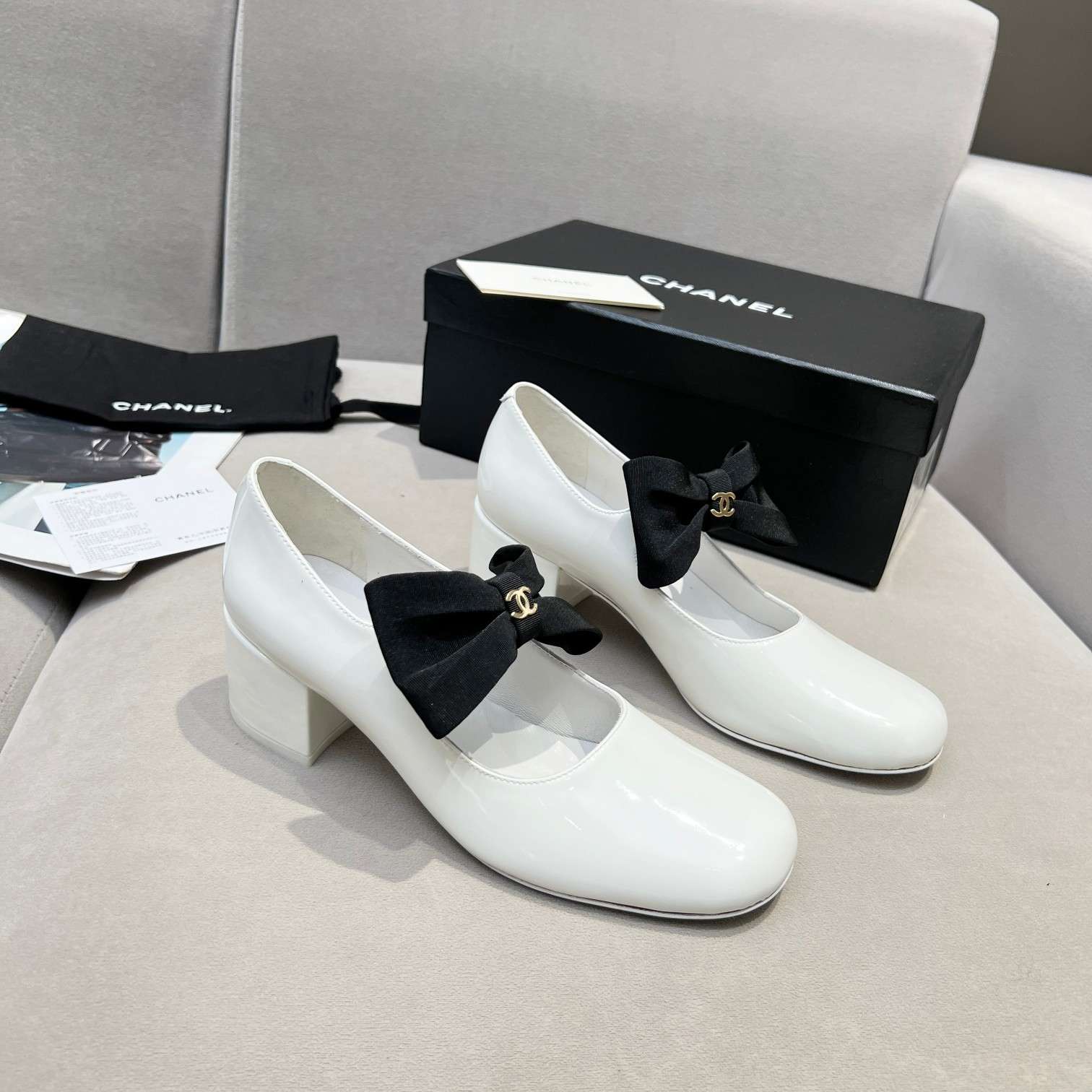 Chanel Bow Mary Jane White For Women - Image 4