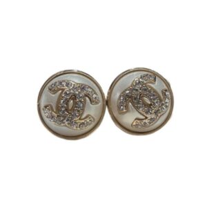 Chanel CC Round Earrings White For Women