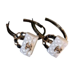 Chanel Carrier Bag Earrings White For Women