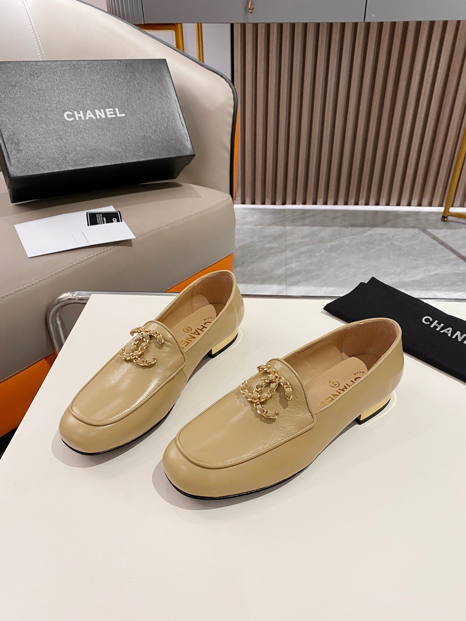 Chanel Colorful Double C Logo Loafers Brown For Women - Image 9