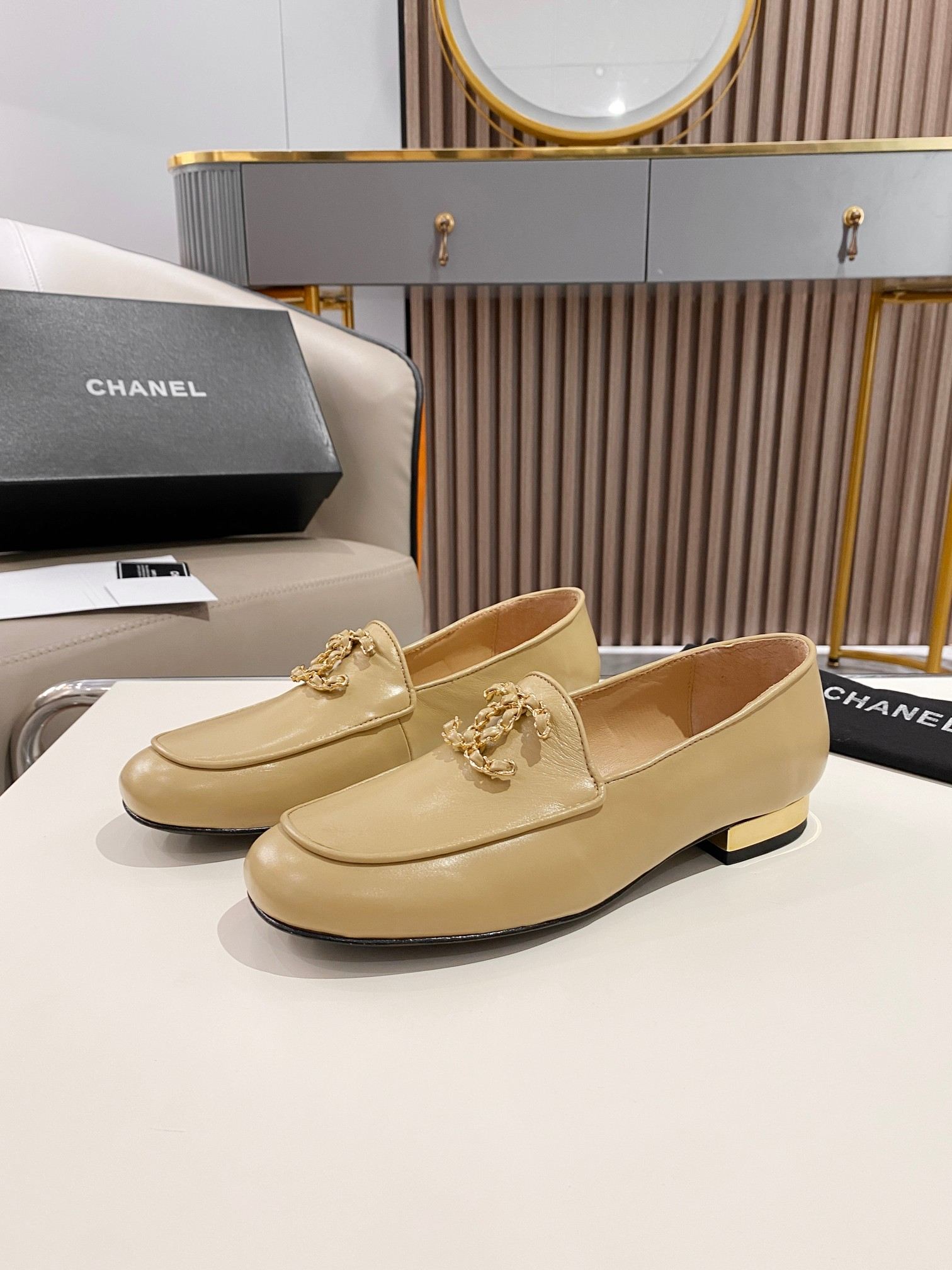 Chanel Colorful Double C Logo Loafers Brown For Women - Image 8