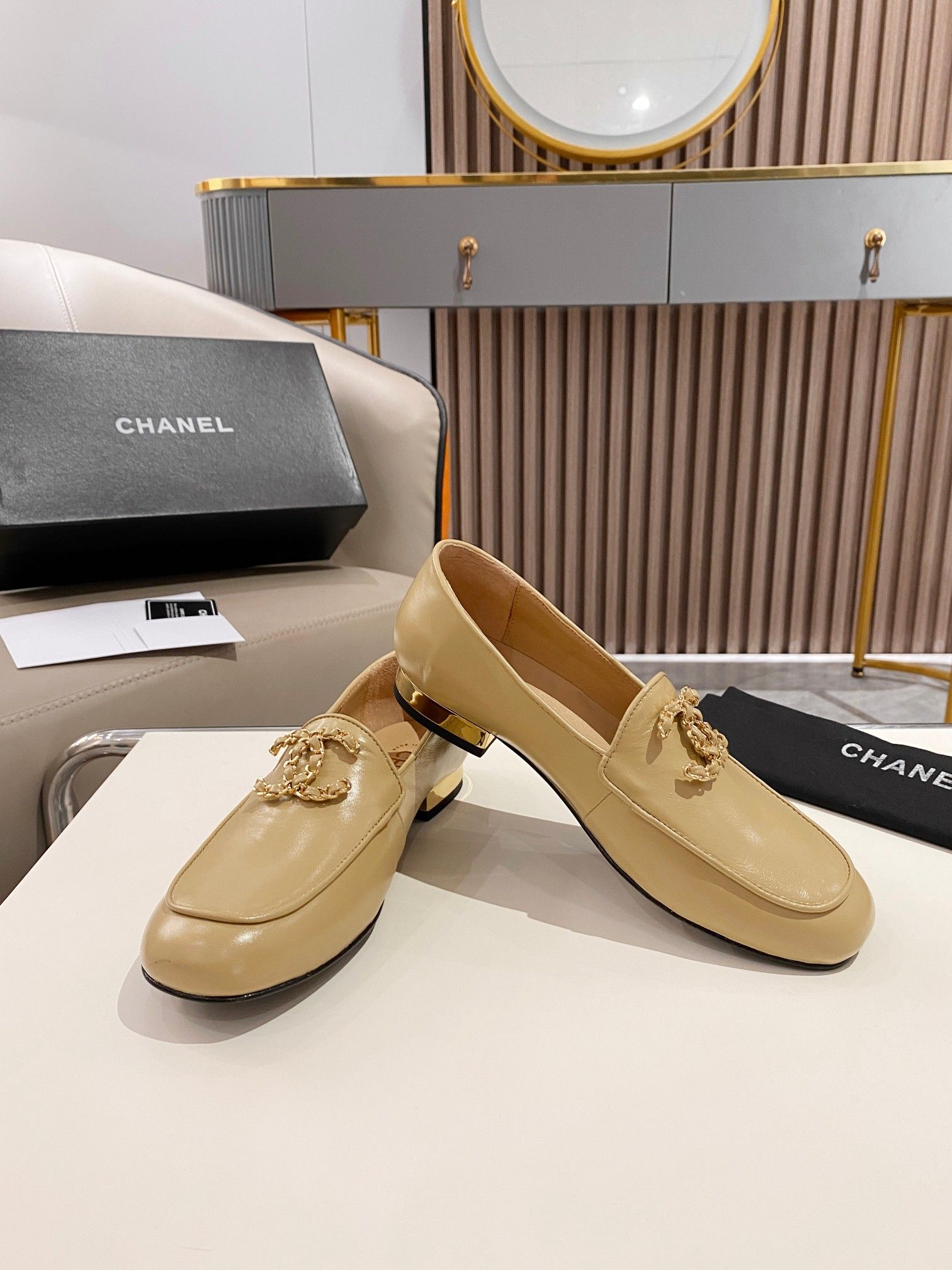 Chanel Colorful Double C Logo Loafers Brown For Women - Image 7