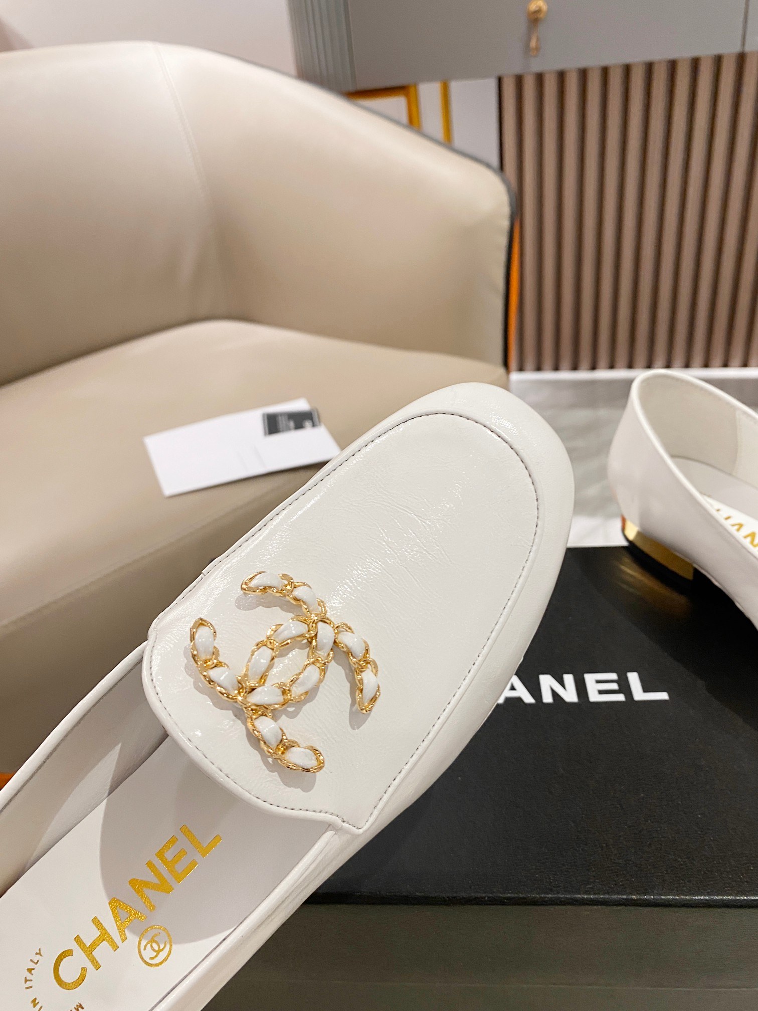 Chanel Colorful Double C Logo Loafers White For Women - Image 4