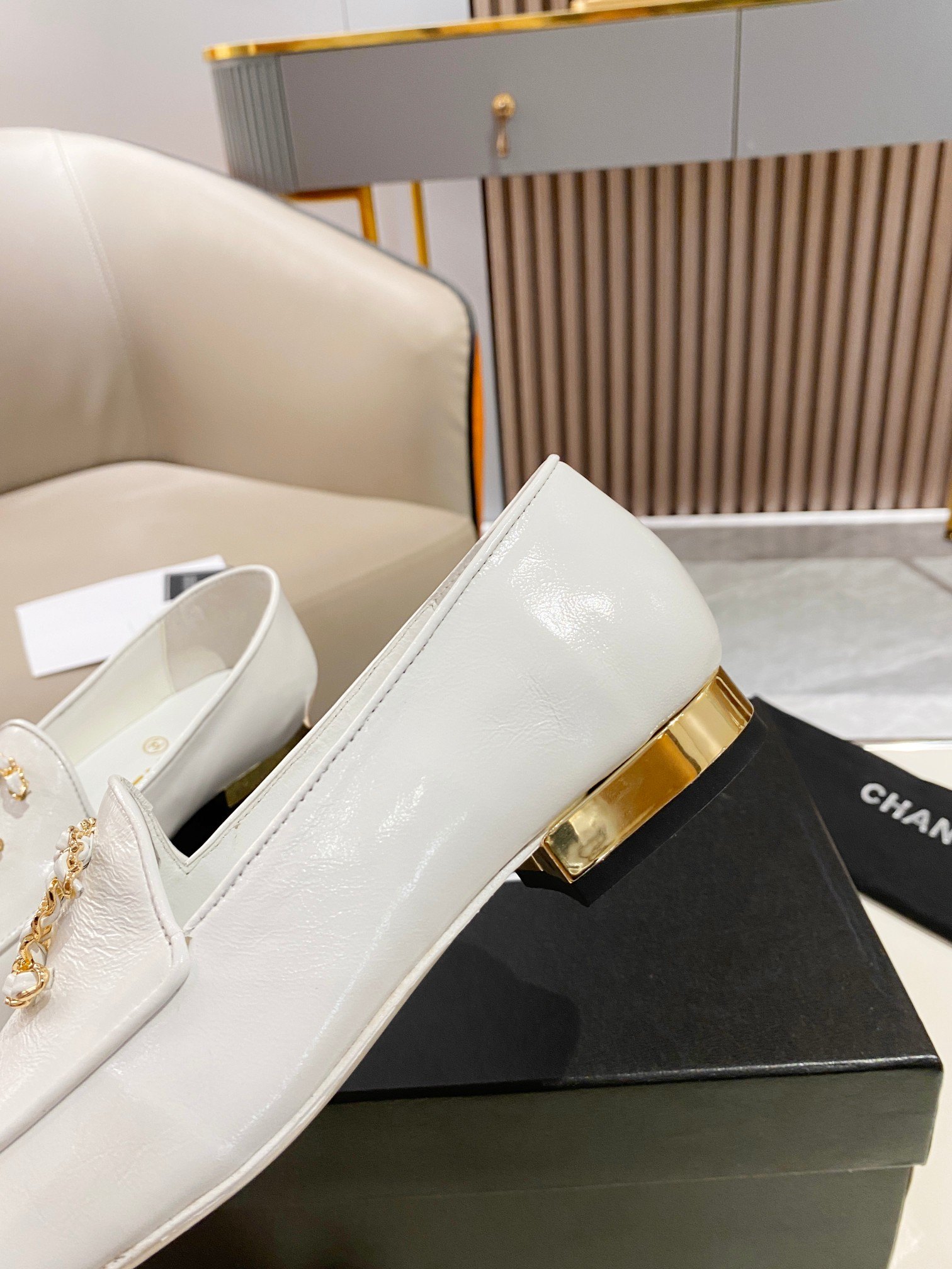 Chanel Colorful Double C Logo Loafers White For Women - Image 3