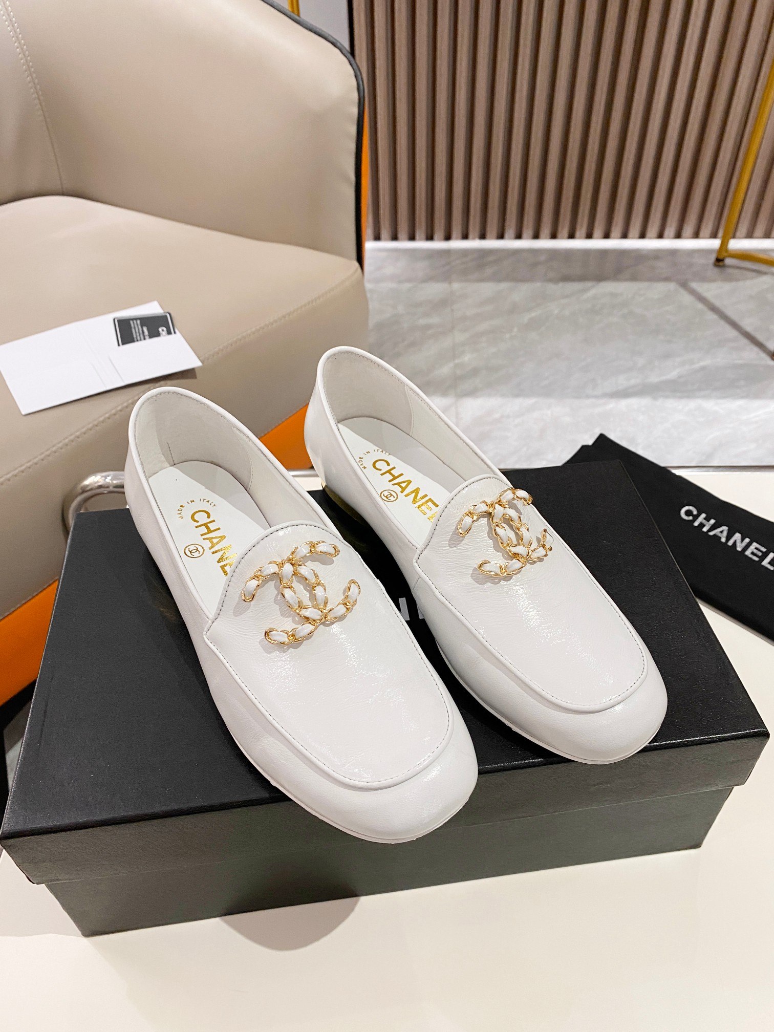 Chanel Colorful Double C Logo Loafers White For Women - Image 2