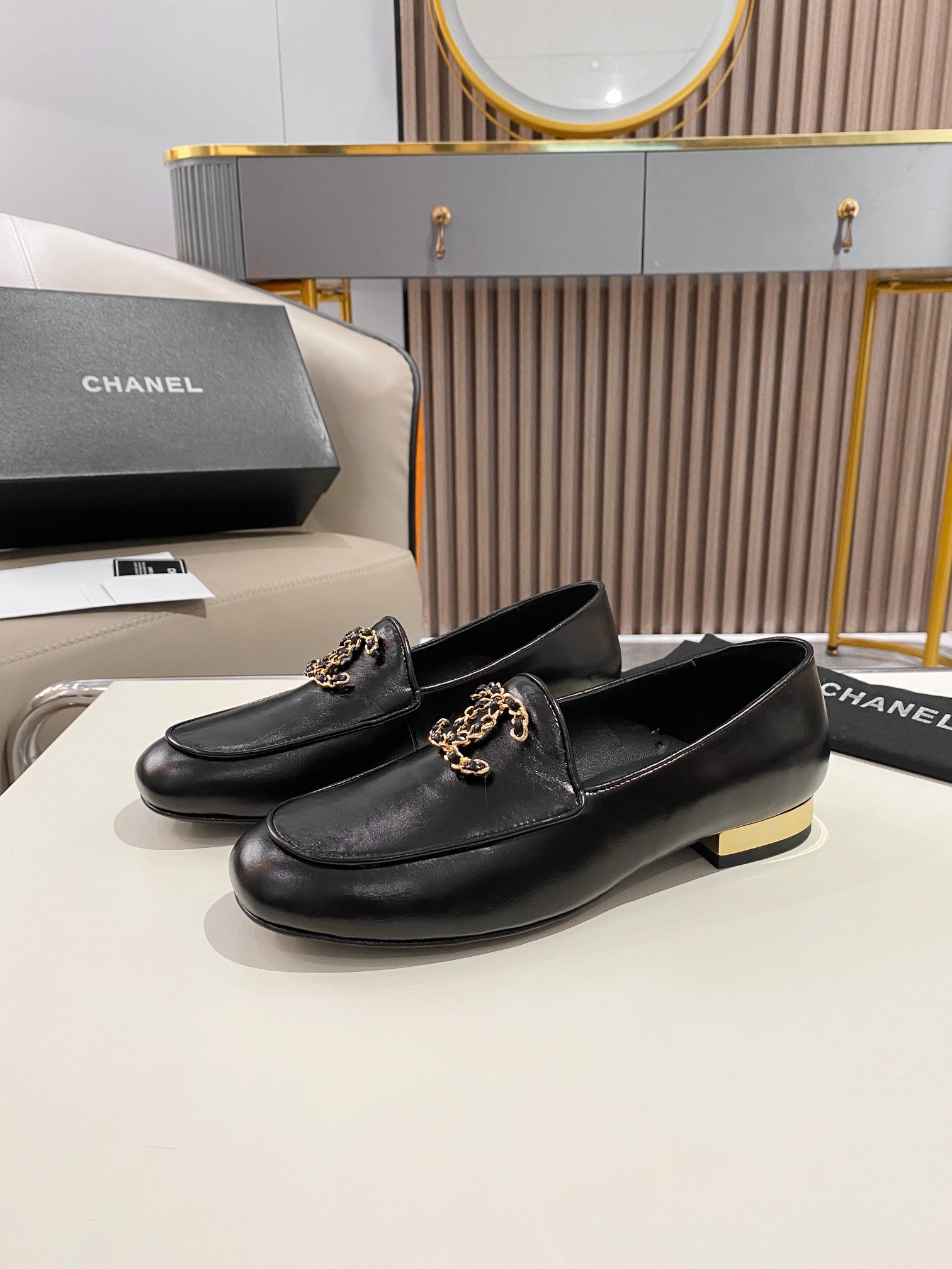 Chanel Colorful Double C Logo Loafers Black For Women - Image 9
