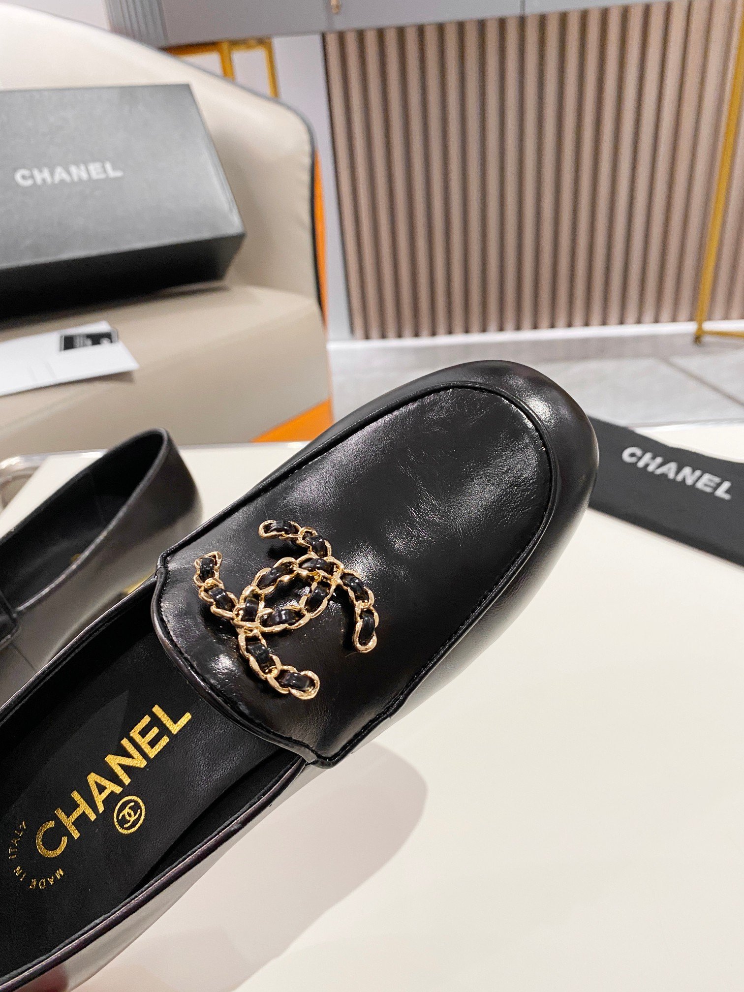 Chanel Colorful Double C Logo Loafers Black For Women - Image 3