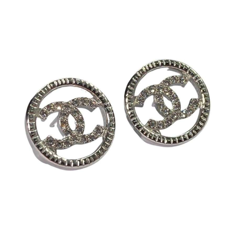 Chanel Double C Earrings Silver For Women