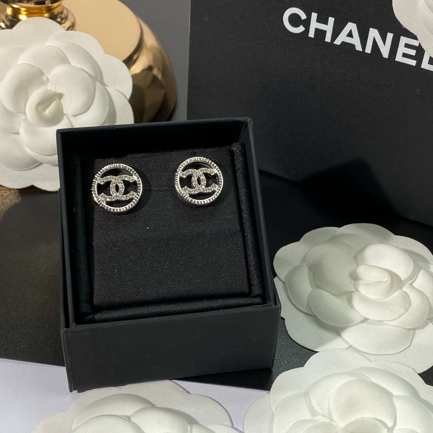 Chanel Double C Earrings Silver For Women - Image 4