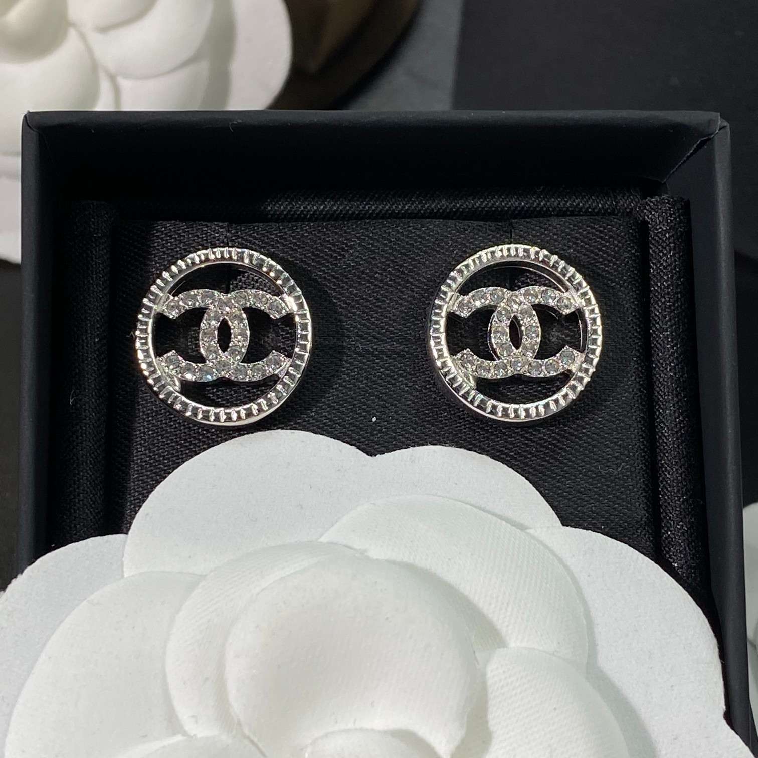 Chanel Double C Earrings Silver For Women - Image 3