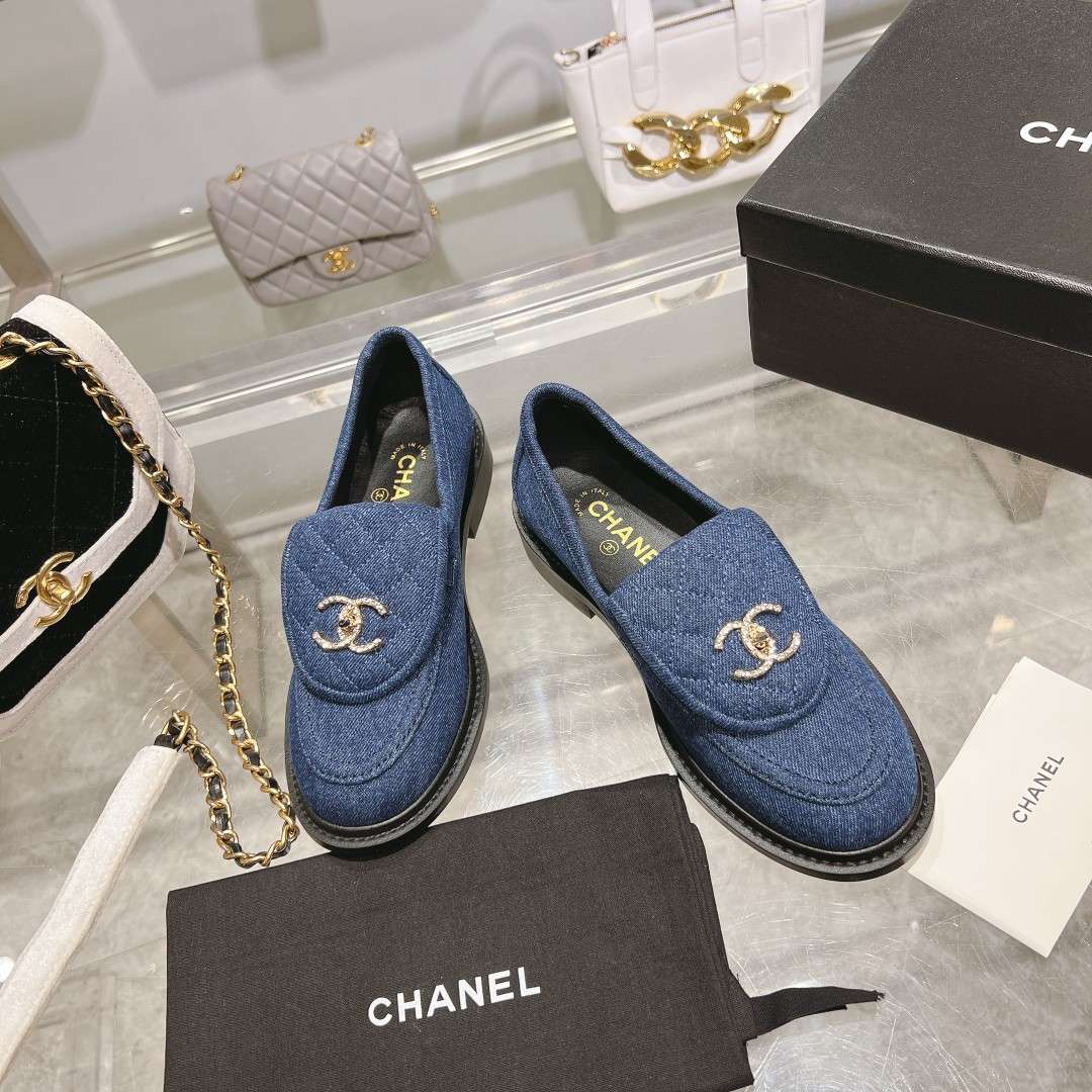 Chanel Moccasins Navy Blue For Women - Image 2