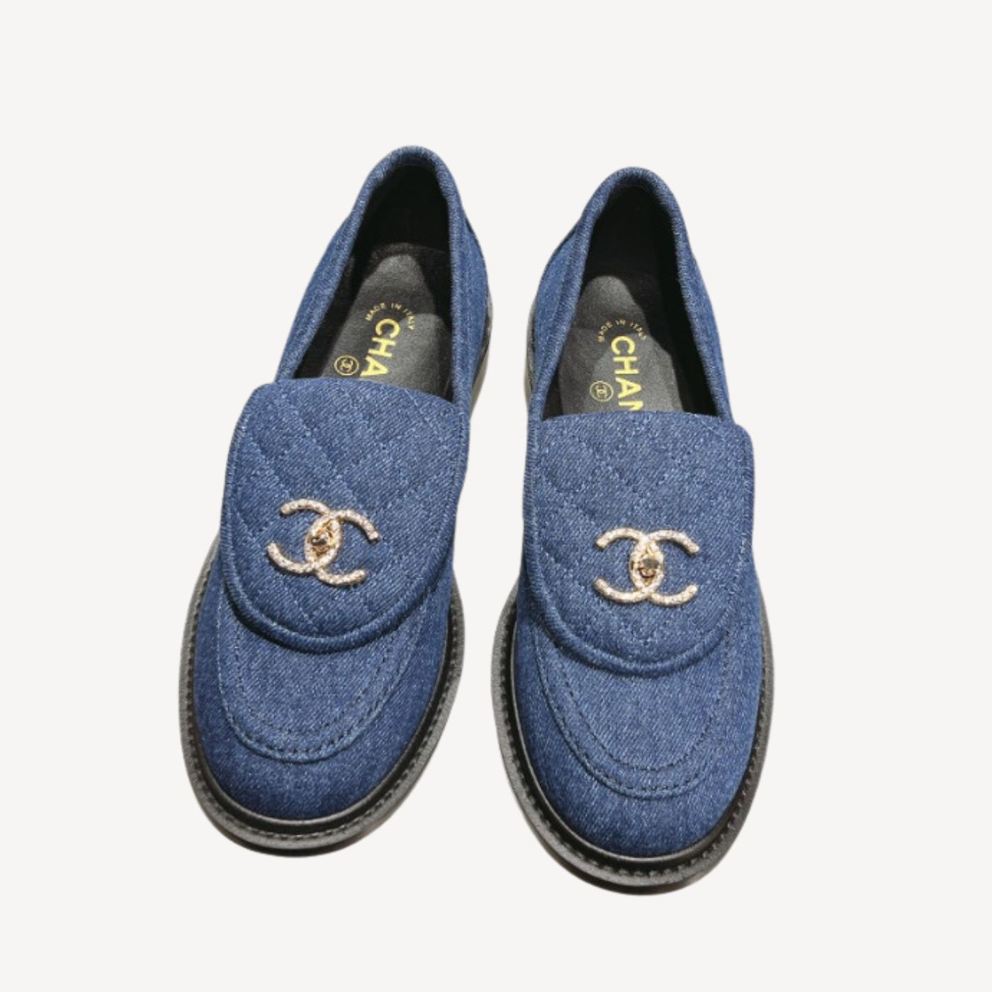 Chanel Moccasins Navy Blue For Women