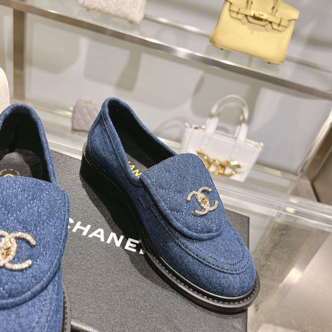 Chanel Moccasins Navy Blue For Women - Image 3