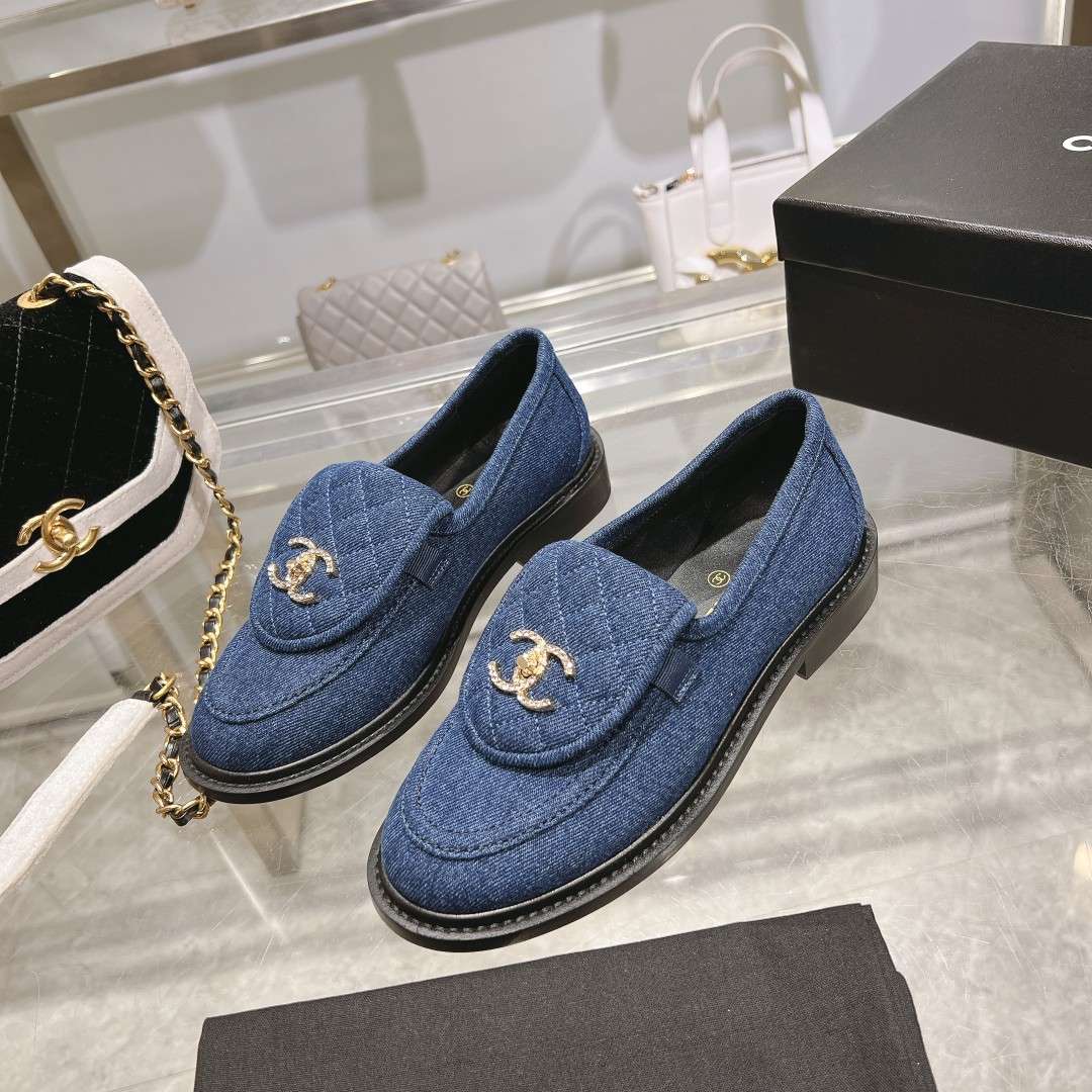 Chanel Moccasins Navy Blue For Women - Image 7