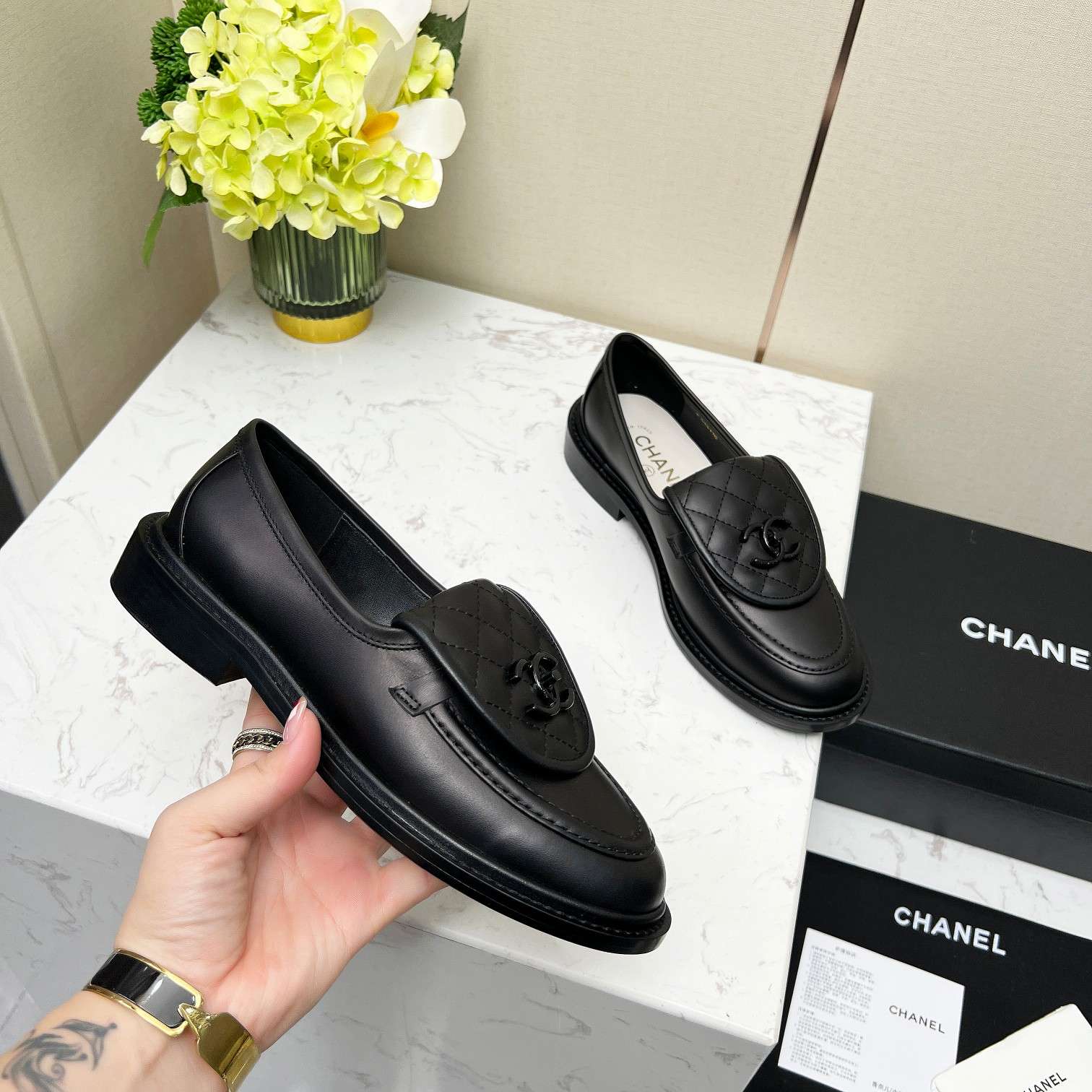 Chanel Moccasins Black For Women - Image 8