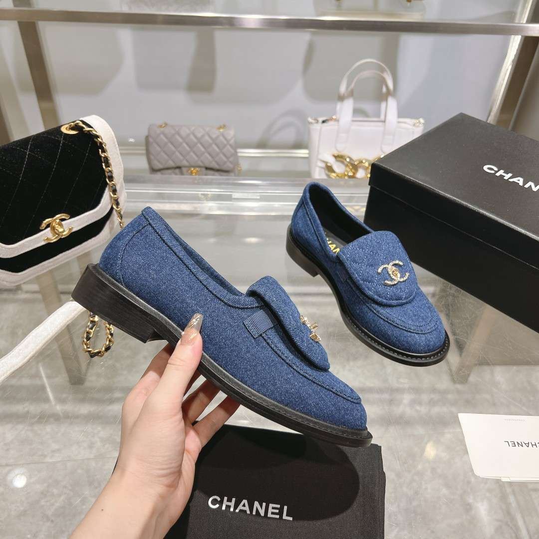 Chanel Moccasins Navy Blue For Women - Image 8