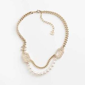 Chanel Pearl Necklace Gold For Women