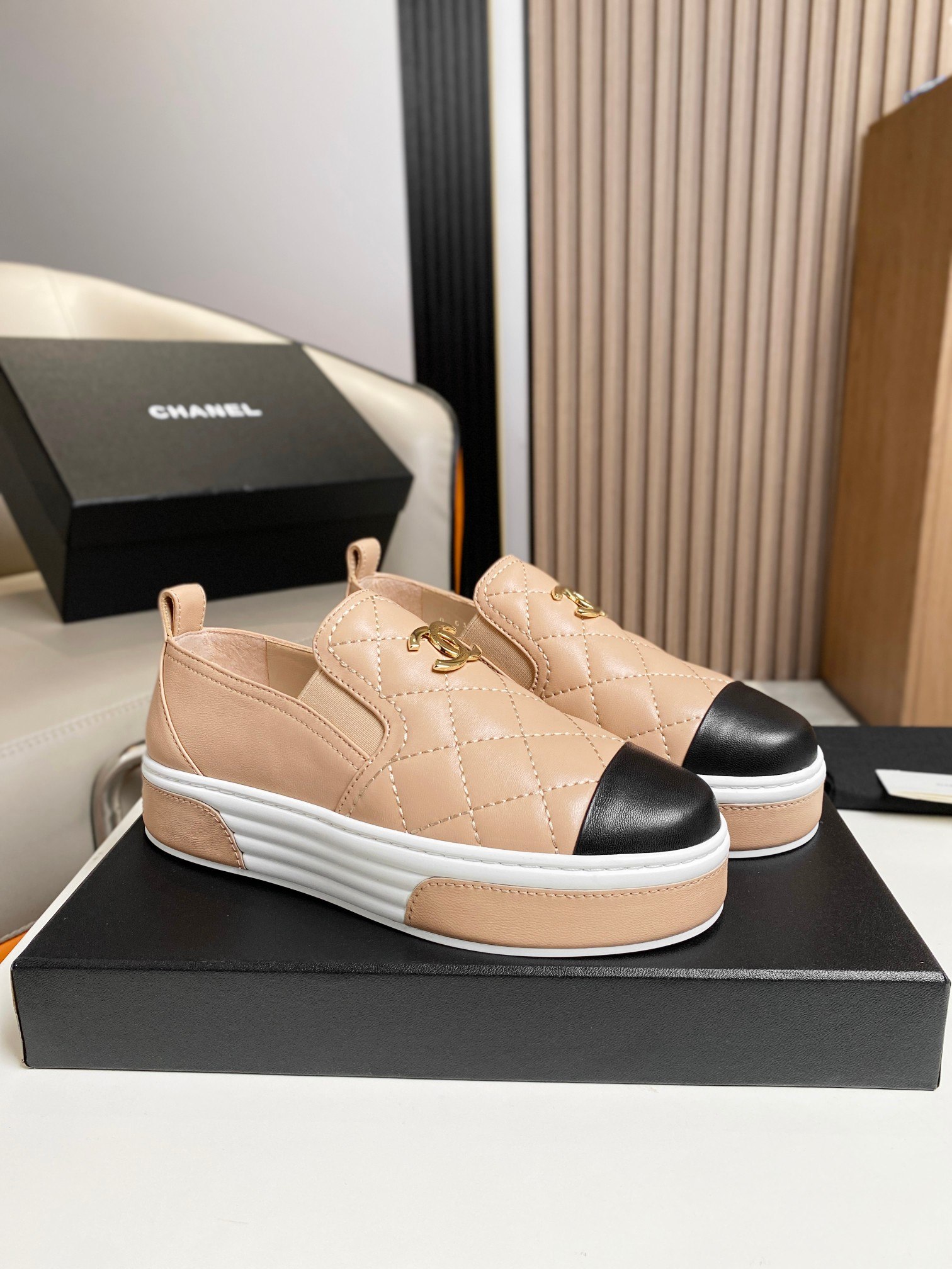 Chanel Platform Casual Style Plain Brown For Women - Image 9