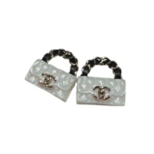 Chanel Rhombus CF Earrings White For Women