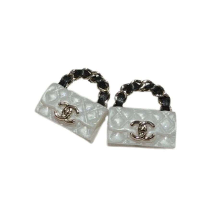 Chanel Rhombus CF Earrings White For Women