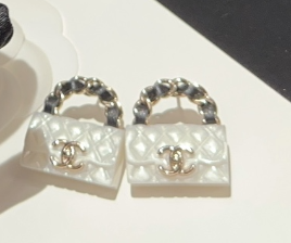 Chanel Rhombus CF Earrings White For Women - Image 3