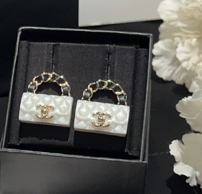 Chanel Rhombus CF Earrings White For Women - Image 2