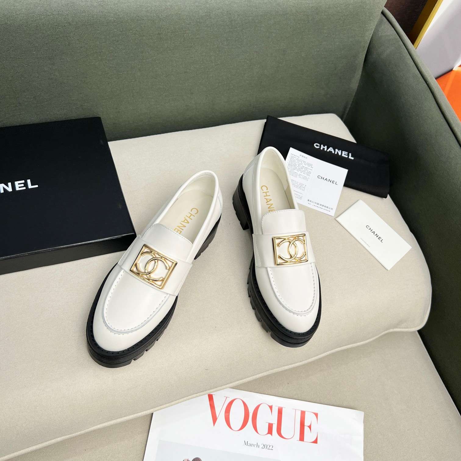 Chanel Romance CC Embellished Loafers White For Women - Image 9