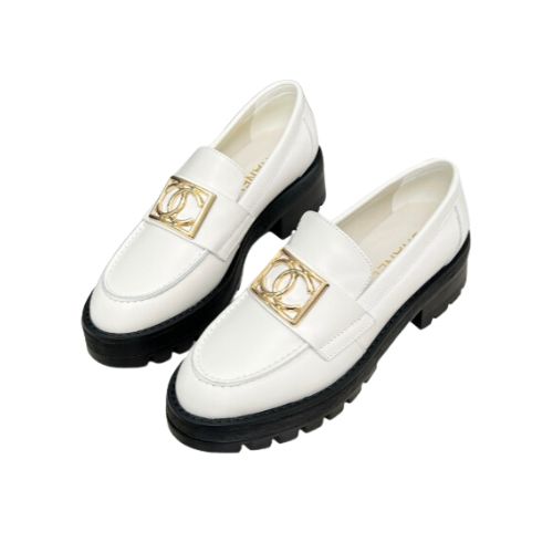Chanel Romance CC Embellished Loafers White For Women
