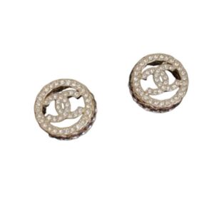 Chanel Round Diamond Earrings Gold For Women