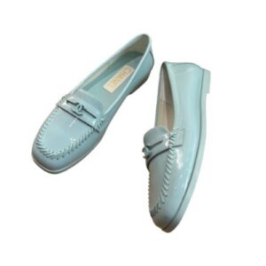 Chanel Round Toe Loafers Blue For Women