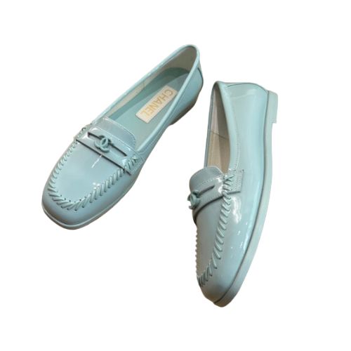Chanel Round Toe Loafers Blue For Women
