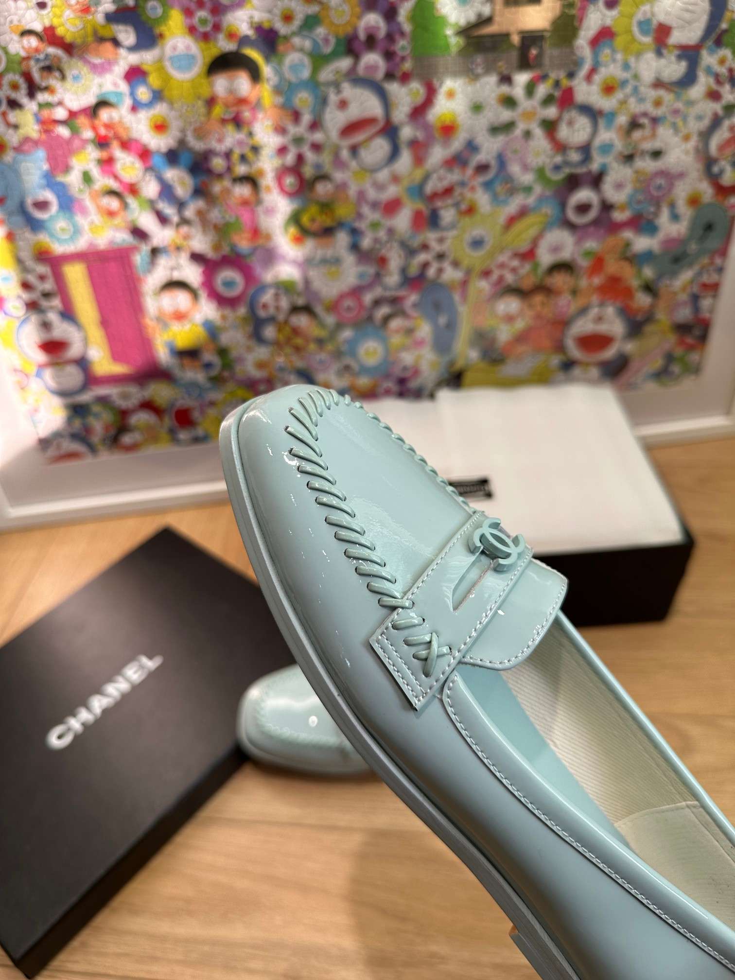 Chanel Round Toe Loafers Blue For Women - Image 7