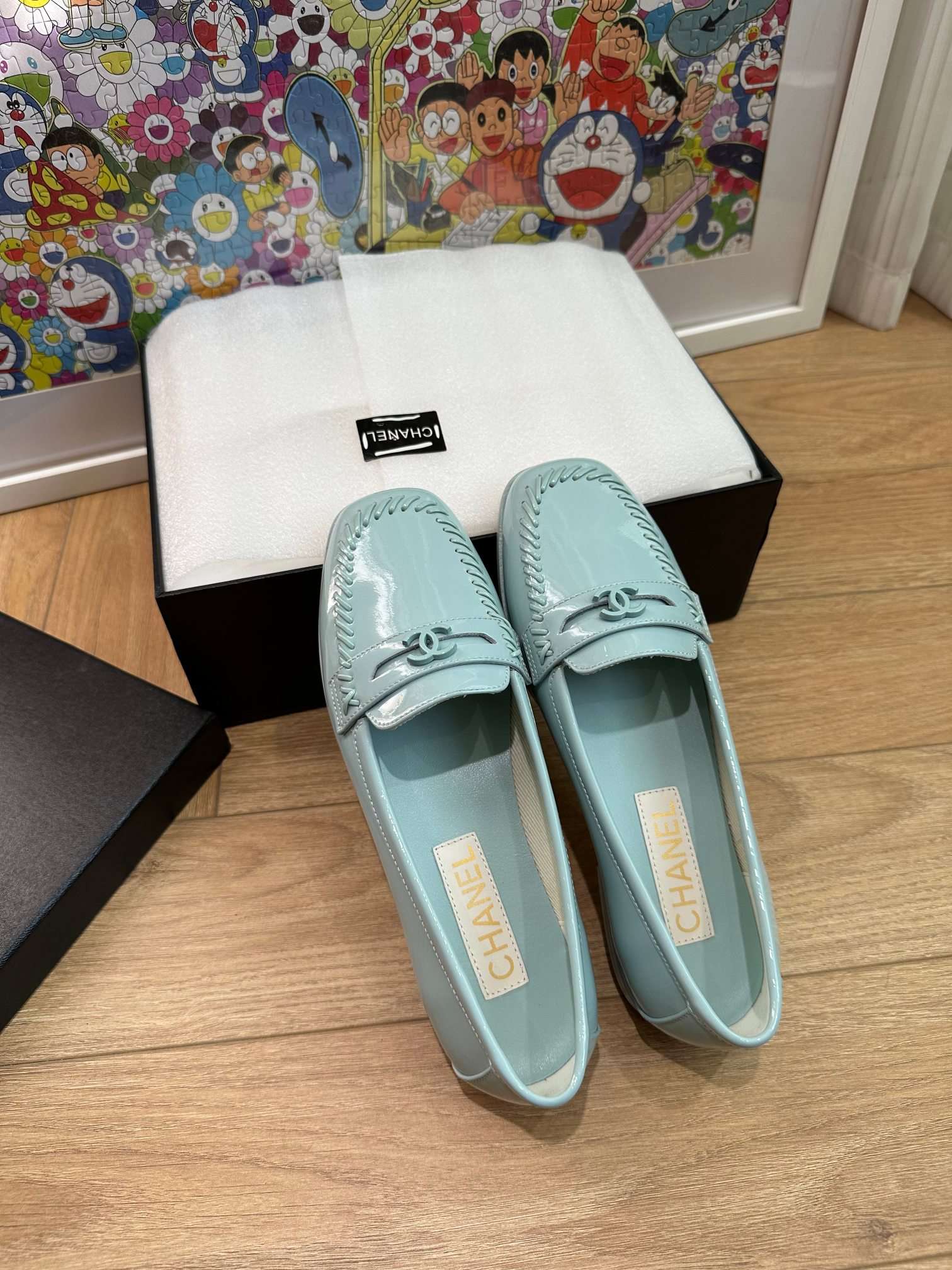 Chanel Round Toe Loafers Blue For Women - Image 6