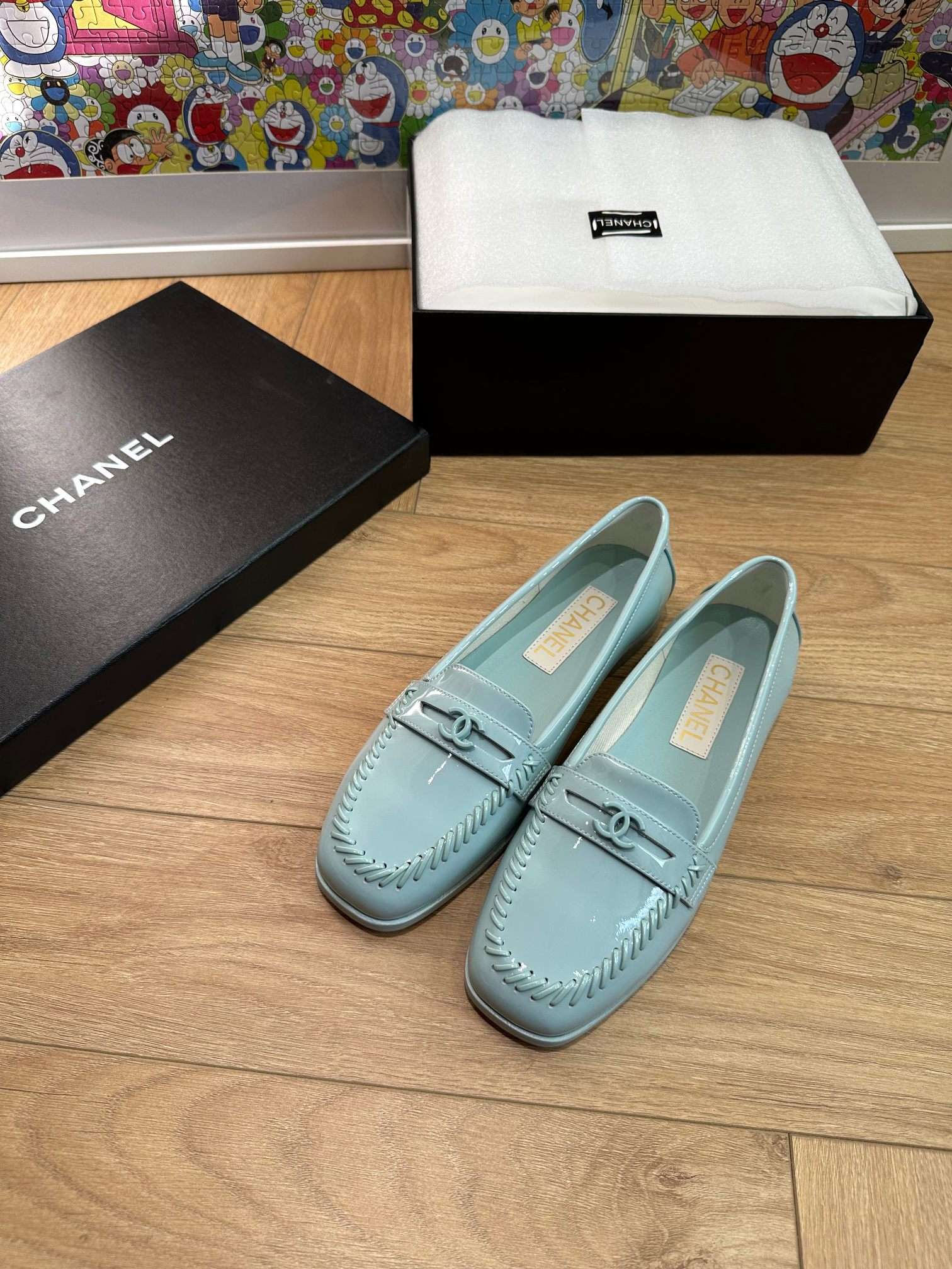 Chanel Round Toe Loafers Blue For Women - Image 5