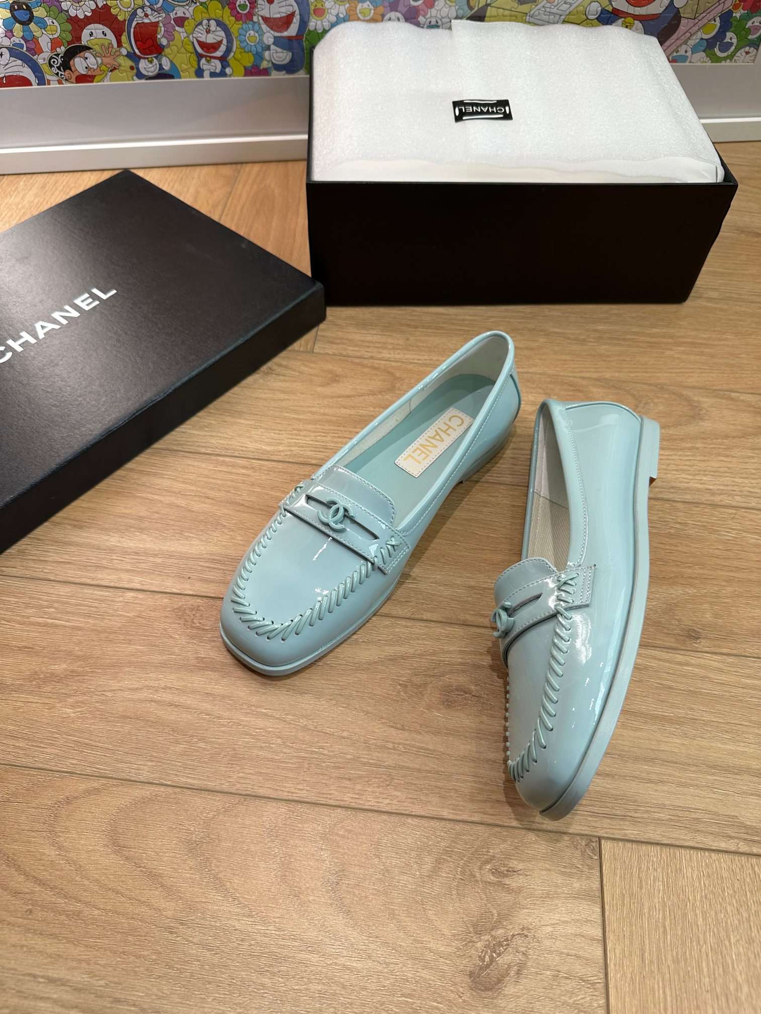 Chanel Round Toe Loafers Blue For Women - Image 3