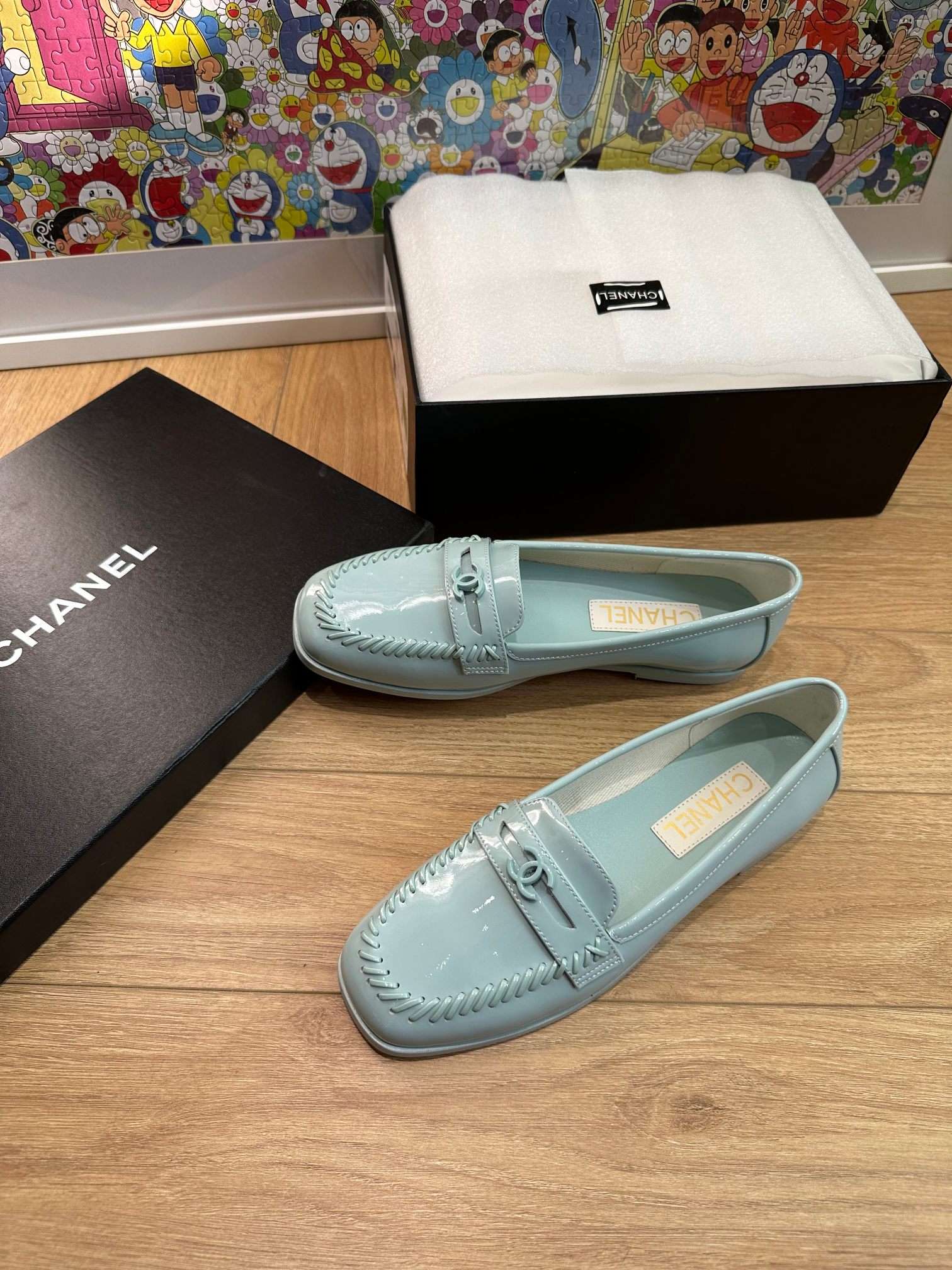 Chanel Round Toe Loafers Blue For Women - Image 2