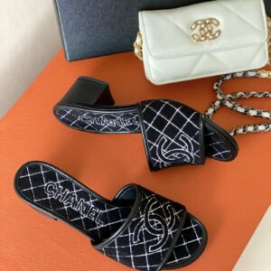 Chanel Sandals Black For Women 1.77in/4.5cm