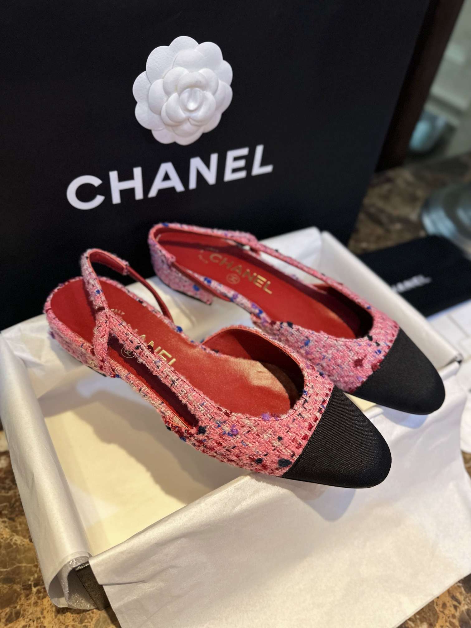 Chanel Woolen Lat Lace Up Sandals Dark Pink For Women - Image 7
