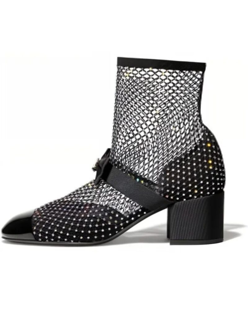 Chanel Crystal Bow Sock Boots Black For Women G40097 Y56614 K5929 - Image 2