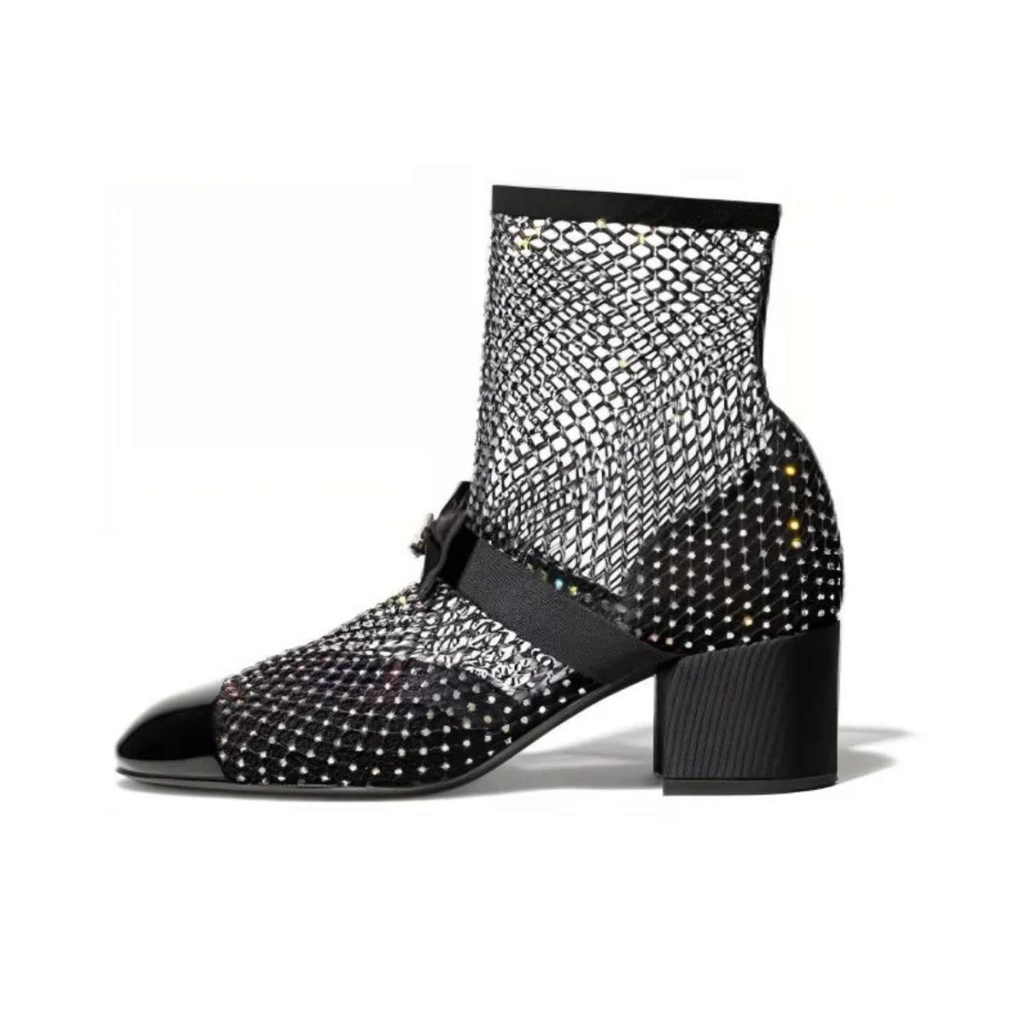 Chanel Crystal Bow Sock Boots Black For Women G40097 Y56614 K5929 - Image 8