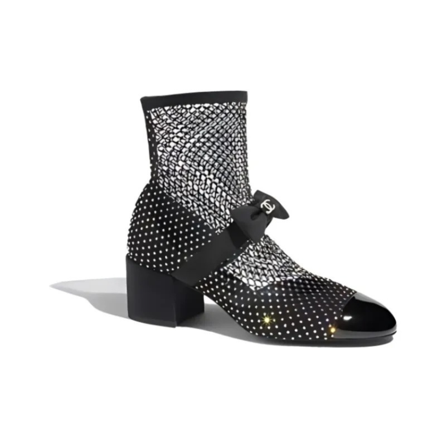 Chanel Crystal Bow Sock Boots Black For Women G40097 Y56614 K5929 - Image 10