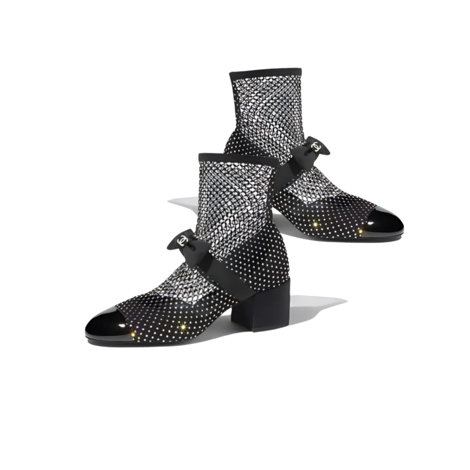 Chanel Crystal Bow Sock Boots Black For Women G40097 Y56614 K5929 - Image 7