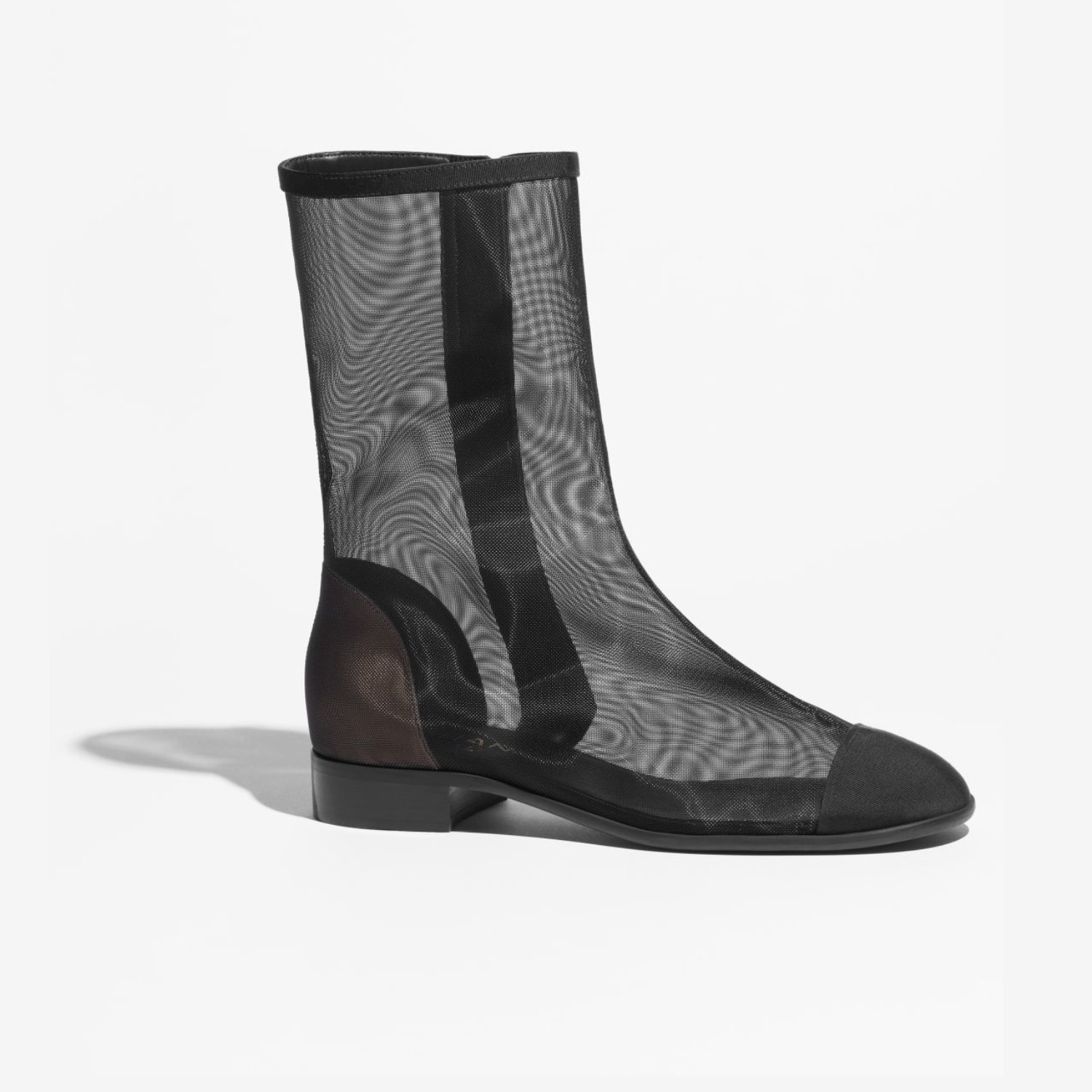 Chanel Mesh Grosgrain Short Boots Black For Women G45519 B15906 94305 - Image 6