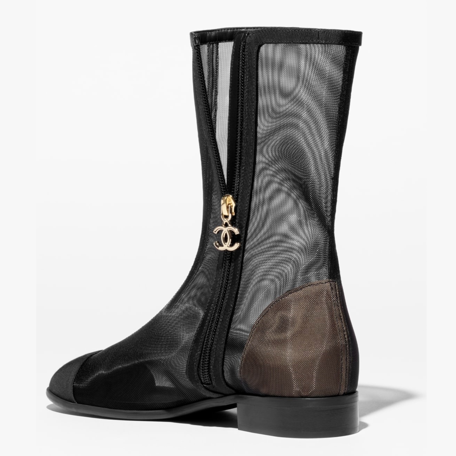 Chanel Mesh Grosgrain Short Boots Black For Women G45519 B15906 94305 - Image 7