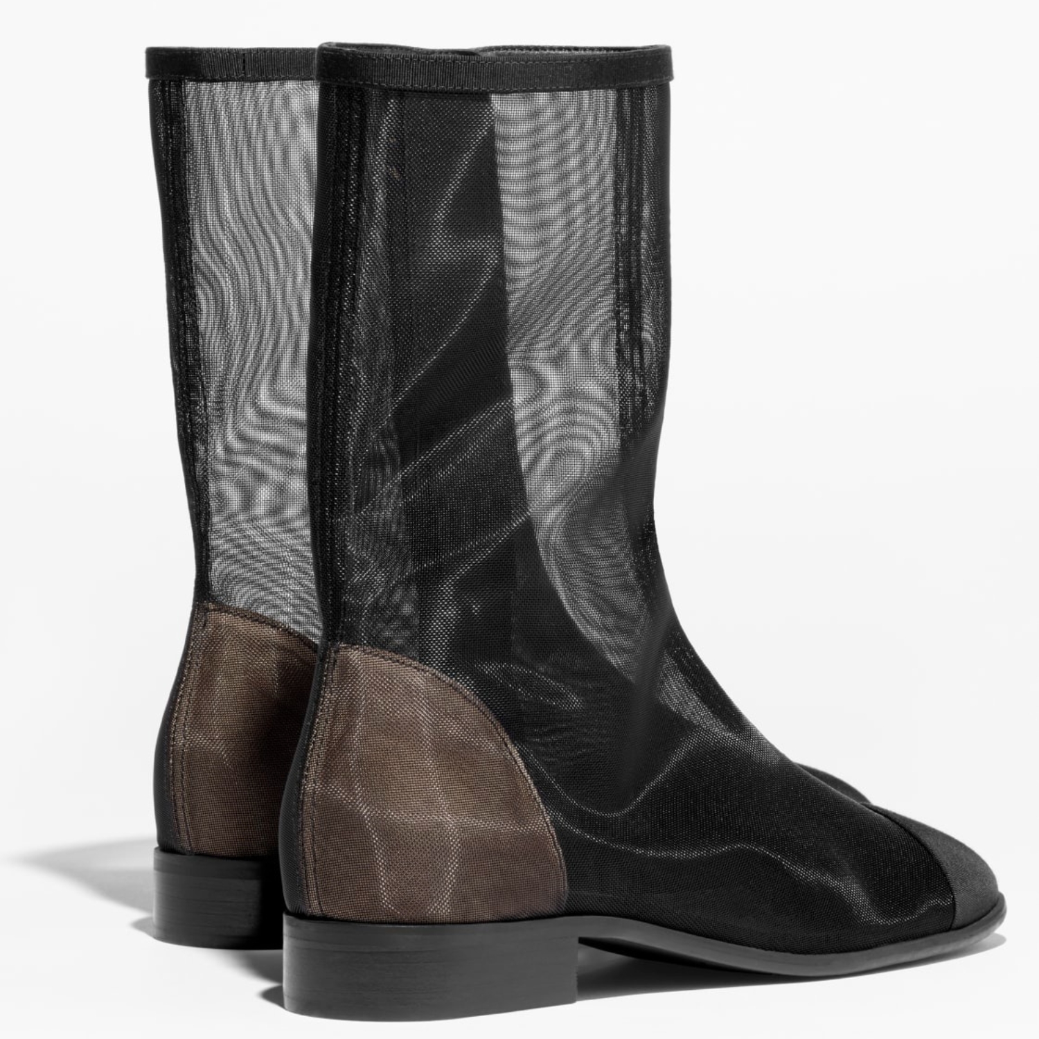 Chanel Mesh Grosgrain Short Boots Black For Women G45519 B15906 94305 - Image 8