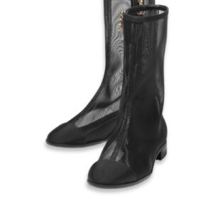 Chanel Mesh Grosgrain Short Boots Black For Women G45519 B15906 94305
