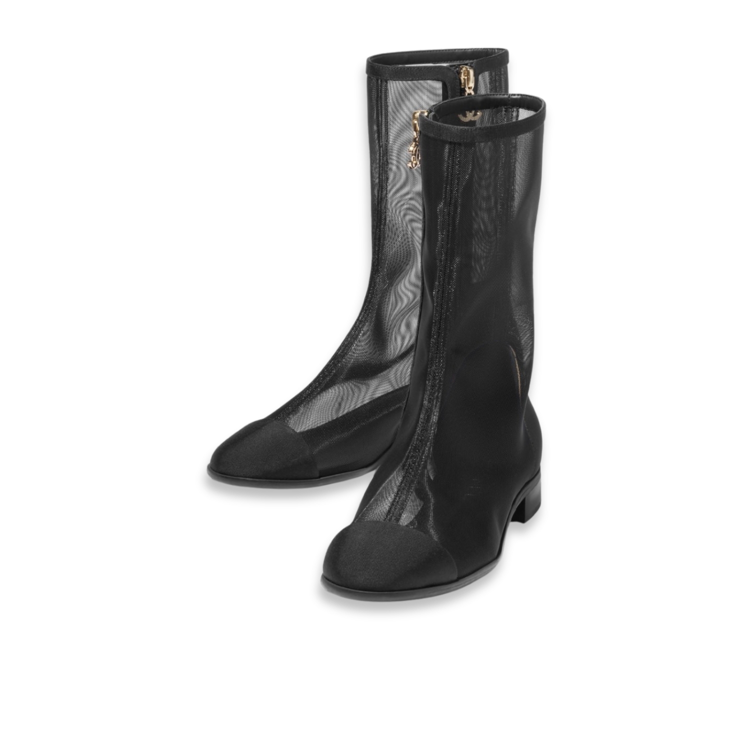 Chanel Mesh Grosgrain Short Boots Black For Women G45519 B15906 94305 - Image 5