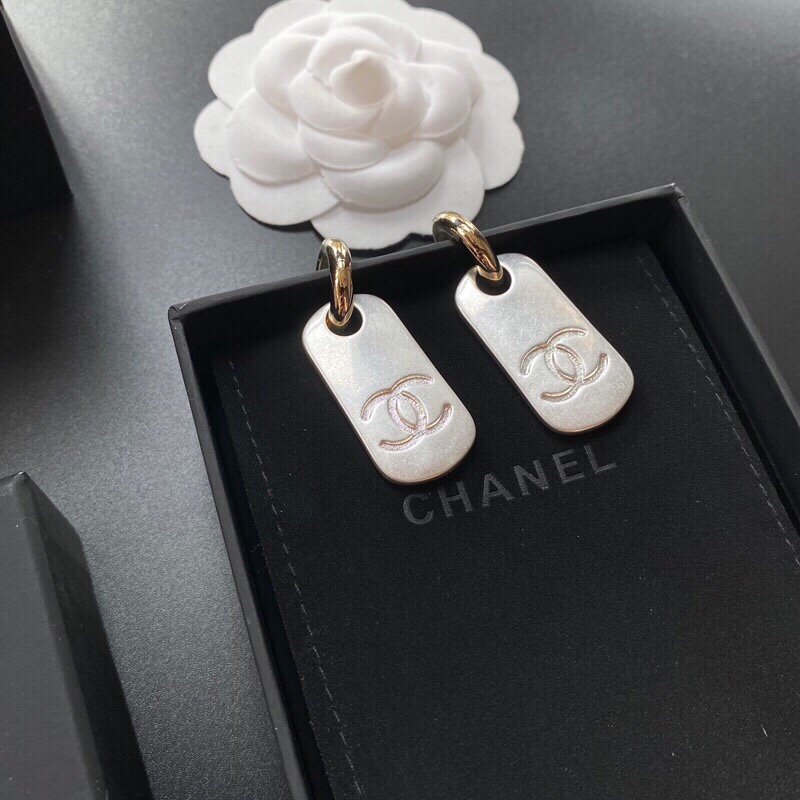 Chanel Dangling Big Tag Earrings Gold Tone For Women - Image 5