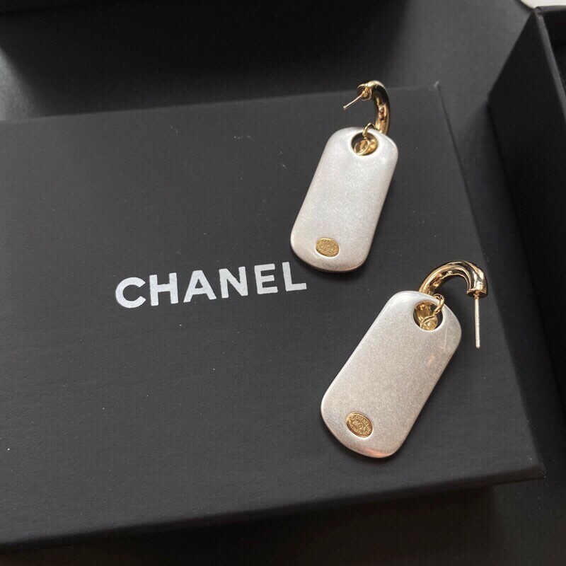 Chanel Dangling Big Tag Earrings Gold Tone For Women - Image 3