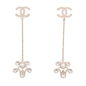 Chanel Diamond Tassel Earrings Gold For Women